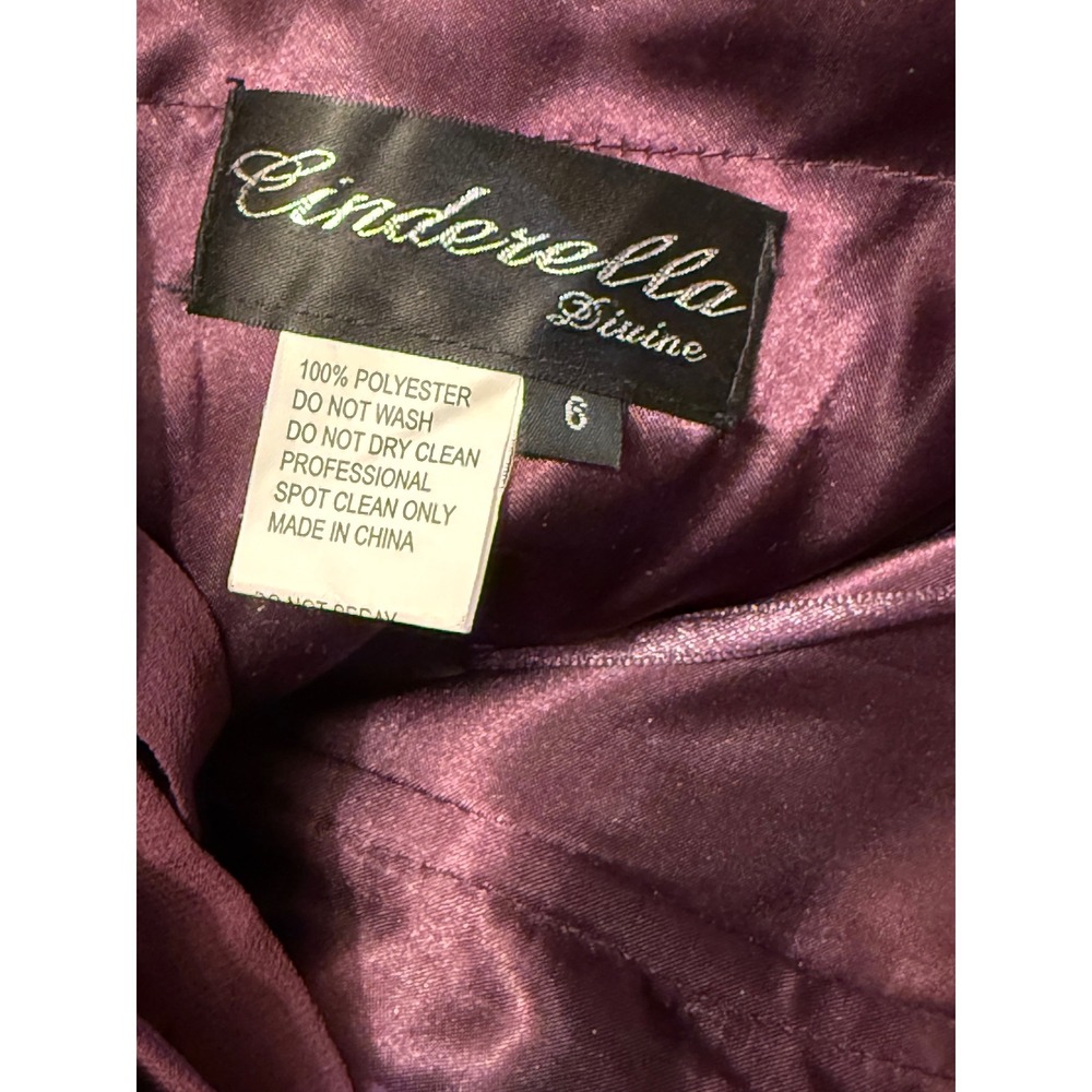 Size 6 Cinderella Divine Strapless Empire Waist Plum Lace Up Back Floor Length‎ - Picture 6 of 6